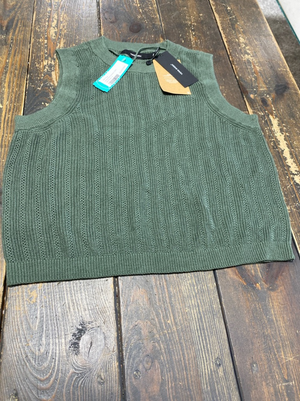 Vero Moda Lexsun Stitch Sweater Tank Dark Green - S